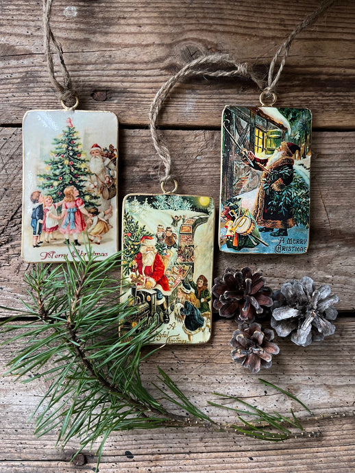 Emaljhänge-Tomte Set om 3 st