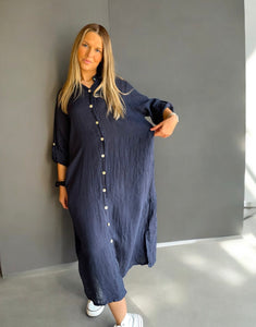 Linneklänning Diza-Navy