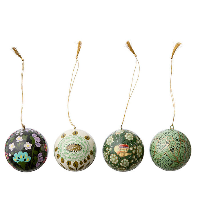 Julkulor-Papier Maché Set om 4