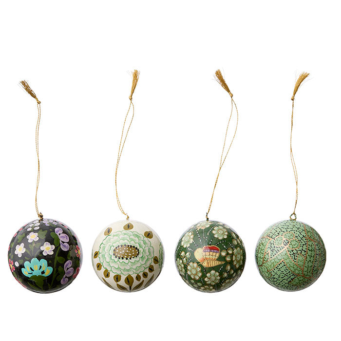 Julkulor-Papier Maché Set om 4